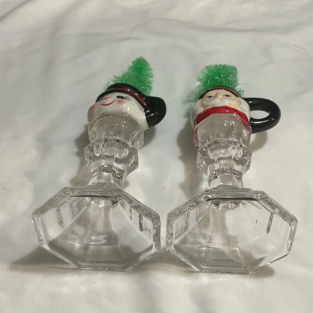 Festive Snowman and Santa Candle Holders